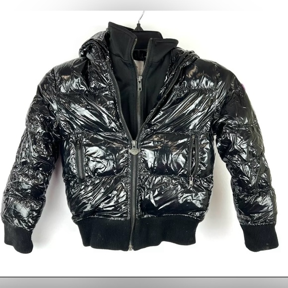 Appaman Girl’s Black Quilted Coat With Hood Size 5